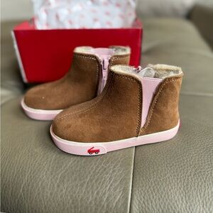 See Kai Run Brown and Pink Kids Boots